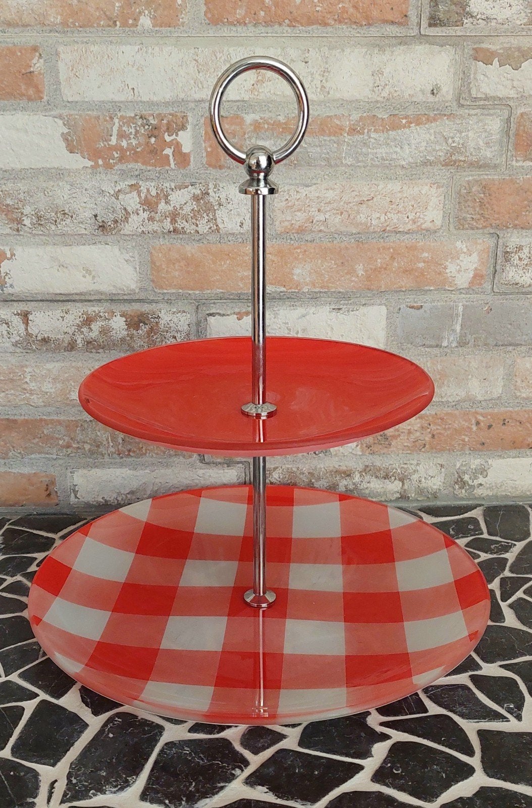 Etagere, rood / wit, 2 lagen., Ophalen of Verzenden