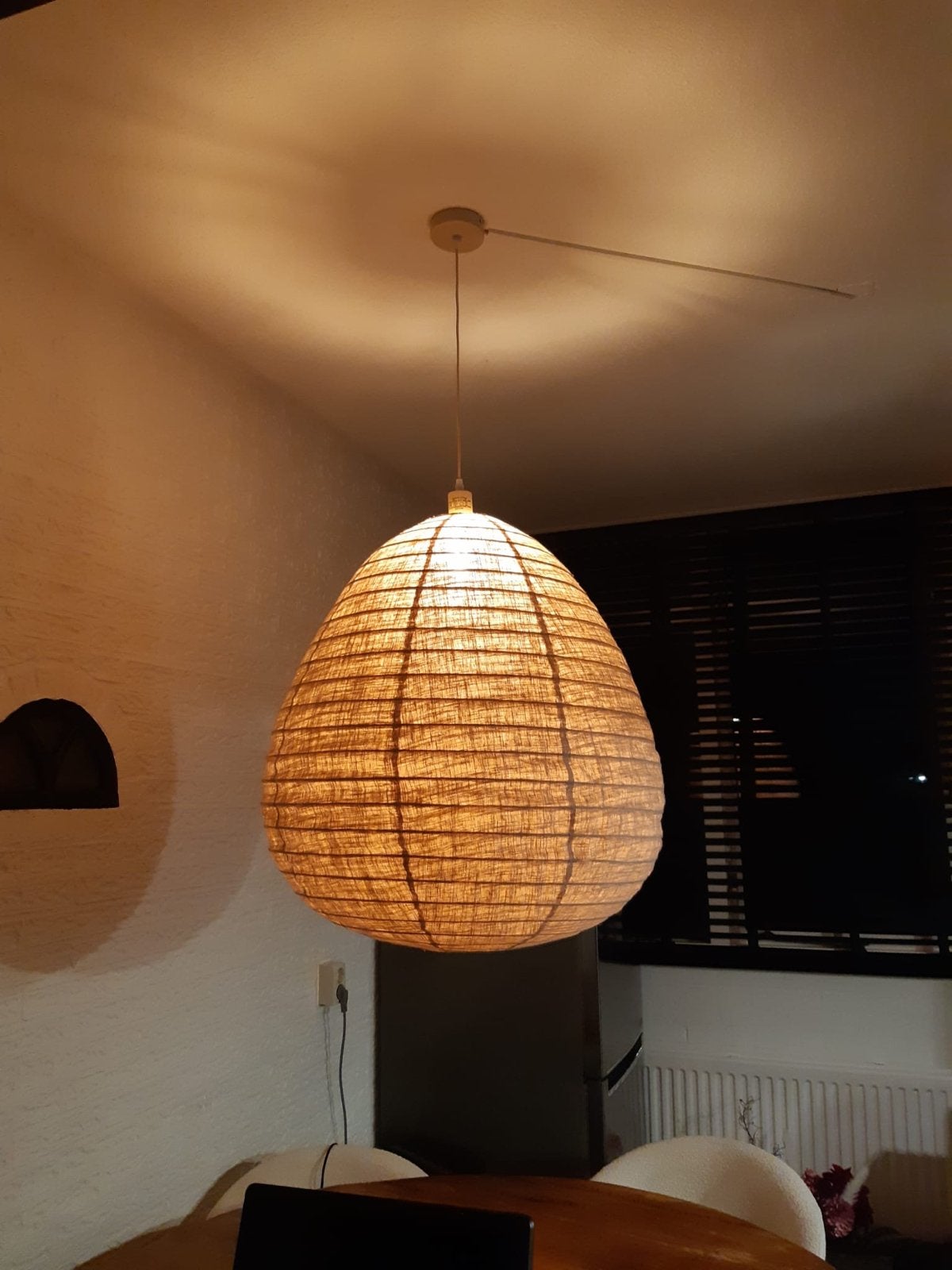 Hanglamp Japanse stijl, ophalen in Meppel, Ophalen, Zo goed als nieuw, Natuurlijk materiaal, E27 (groot)