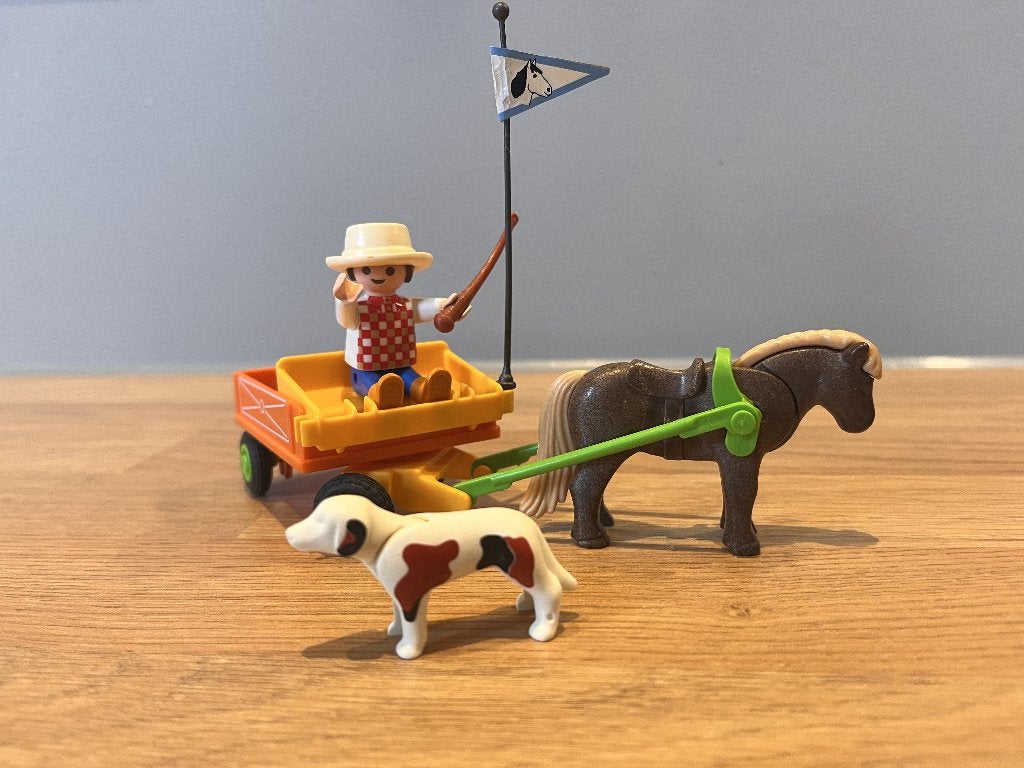 PLAYMOBIL 3118 vintage ponywagen met paard, hond en figuur, Gebruikt, Complete set, Voertuig, Ophalen of Verzenden