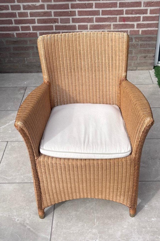 6 Lloyd loom eetkamerstoelen met kussens, Huis en Inrichting, Ophalen, Gebruikt, Bruin, Vijf, Zes of meer stoelen