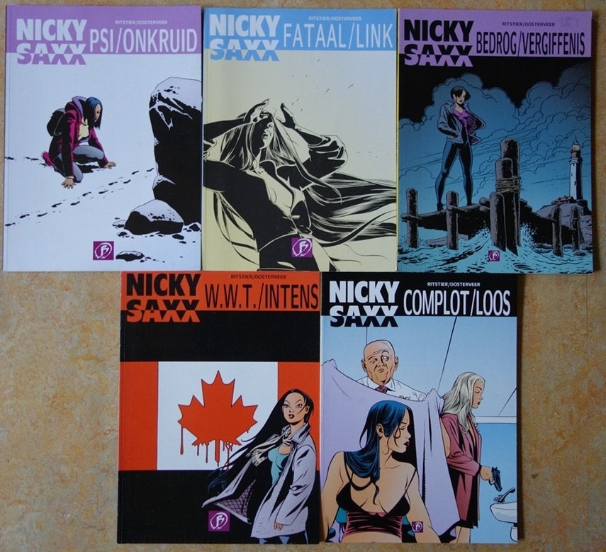 Nog 5x Nicky Saxx (Ritstier / Oosterveer), Meerdere stripboeken, Ophalen of Verzenden, Gelezen, Ritstier / Oosterveer