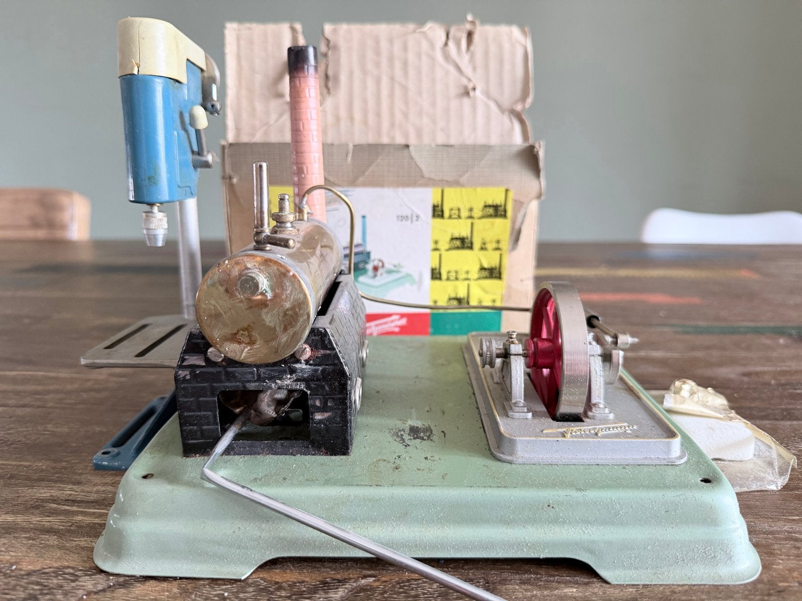 Vintage Fleischmann Stoommachine met Boormachine - Made in W, Overige merken, Gebruikt, Ophalen of Verzenden, Groter dan 1:32