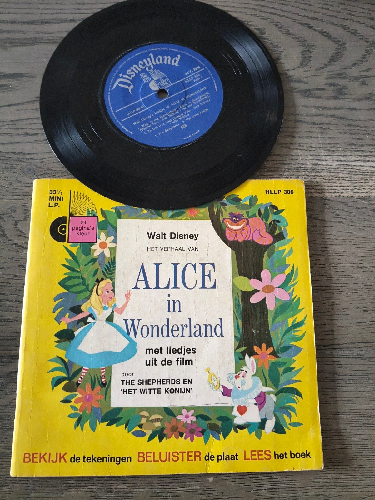 Walt Disney's Alice in Wonderland met liedjes uit de film, LP, Gebruikt, 3 tot 5 jaar, 7 inch