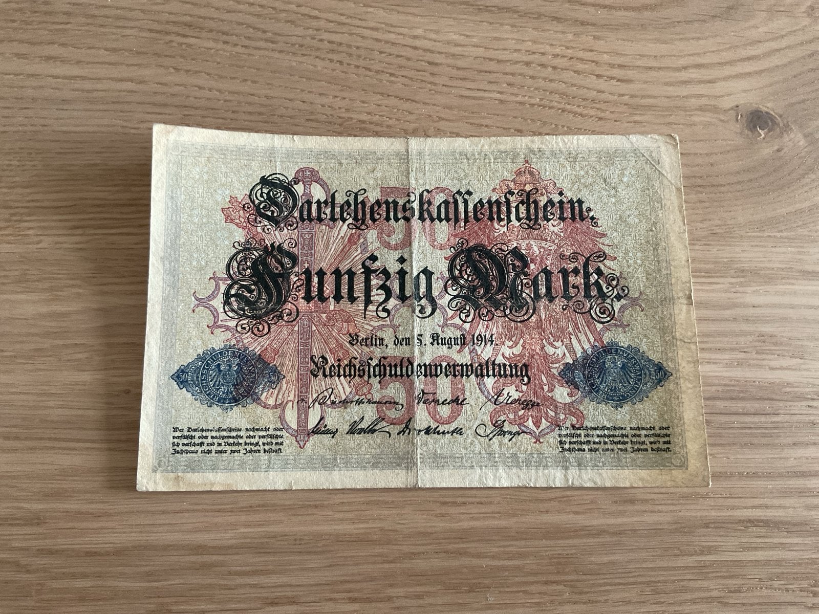 Duitsland 50 Mark Darlehnskassenschein 1914, Postzegels en Munten, Bankbiljetten | Europa | Niet-Eurobiljetten, Ophalen of Verzenden
