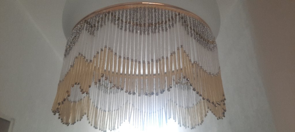 Vintage Hanglamp met Glazen Kralenfranje, Art Deco / Boudoir, Ophalen