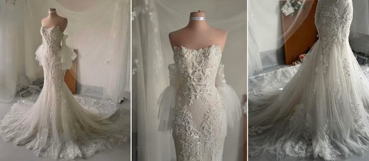 Nieuwe luxe mermaid bruidsjurk maat 40 | afneembare mouwen, Ophalen of Verzenden, Nieuw, Wit, Trouwjurk