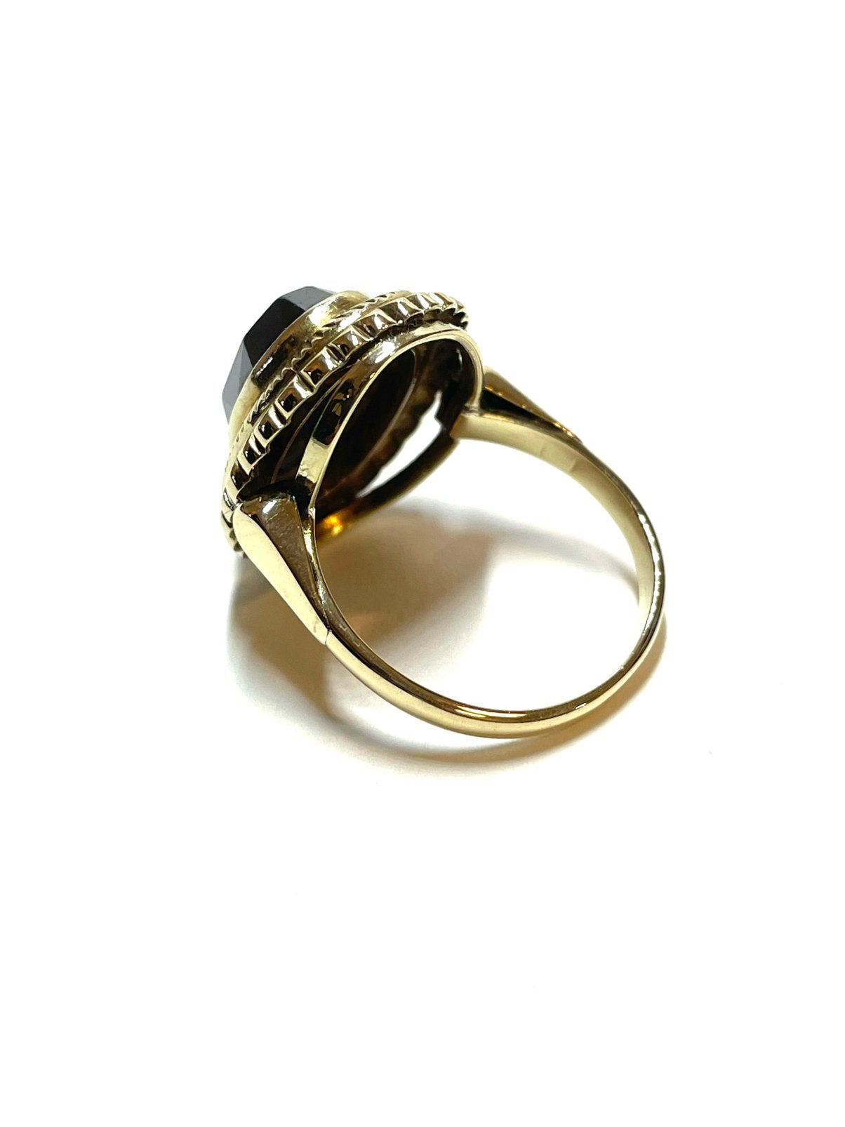 14k gouden ring met een hematiet, -, -, Ophalen of Verzenden, Dame