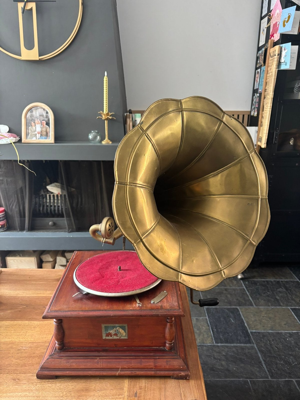 Antieke “His Master’s Voice” Grammofoon met Trompethoorn, Ophalen, Gebruikt, Platenspeler, Overige merken
