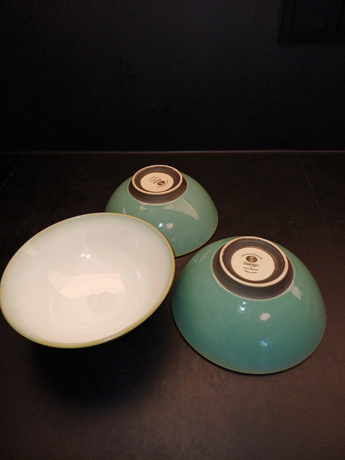 3 schalen 18.5 cm Sango Nova Green, Ophalen of Verzenden, Zo goed als nieuw