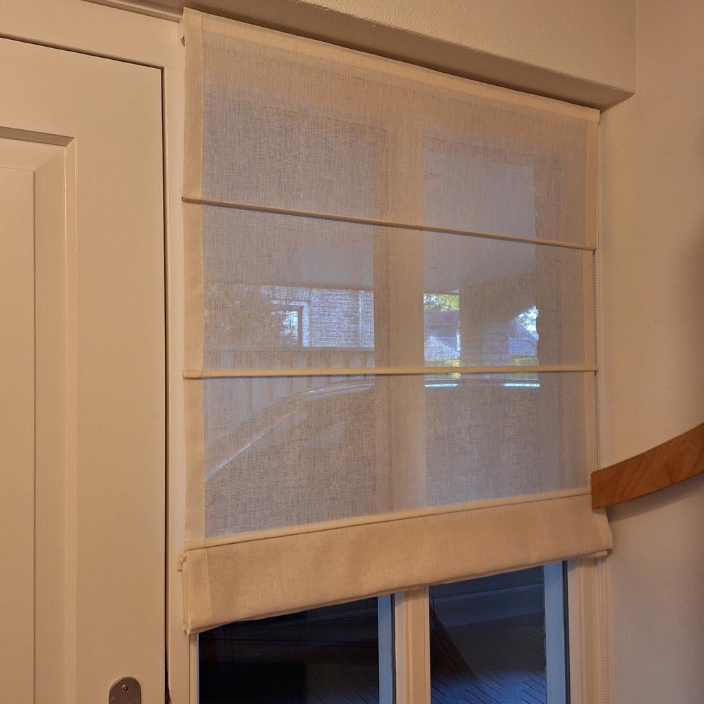 Lichtdoorlatend vouwgordijn, crème/wit, 200 cm of meer, Zo goed als nieuw, Crème, 50 tot 100 cm