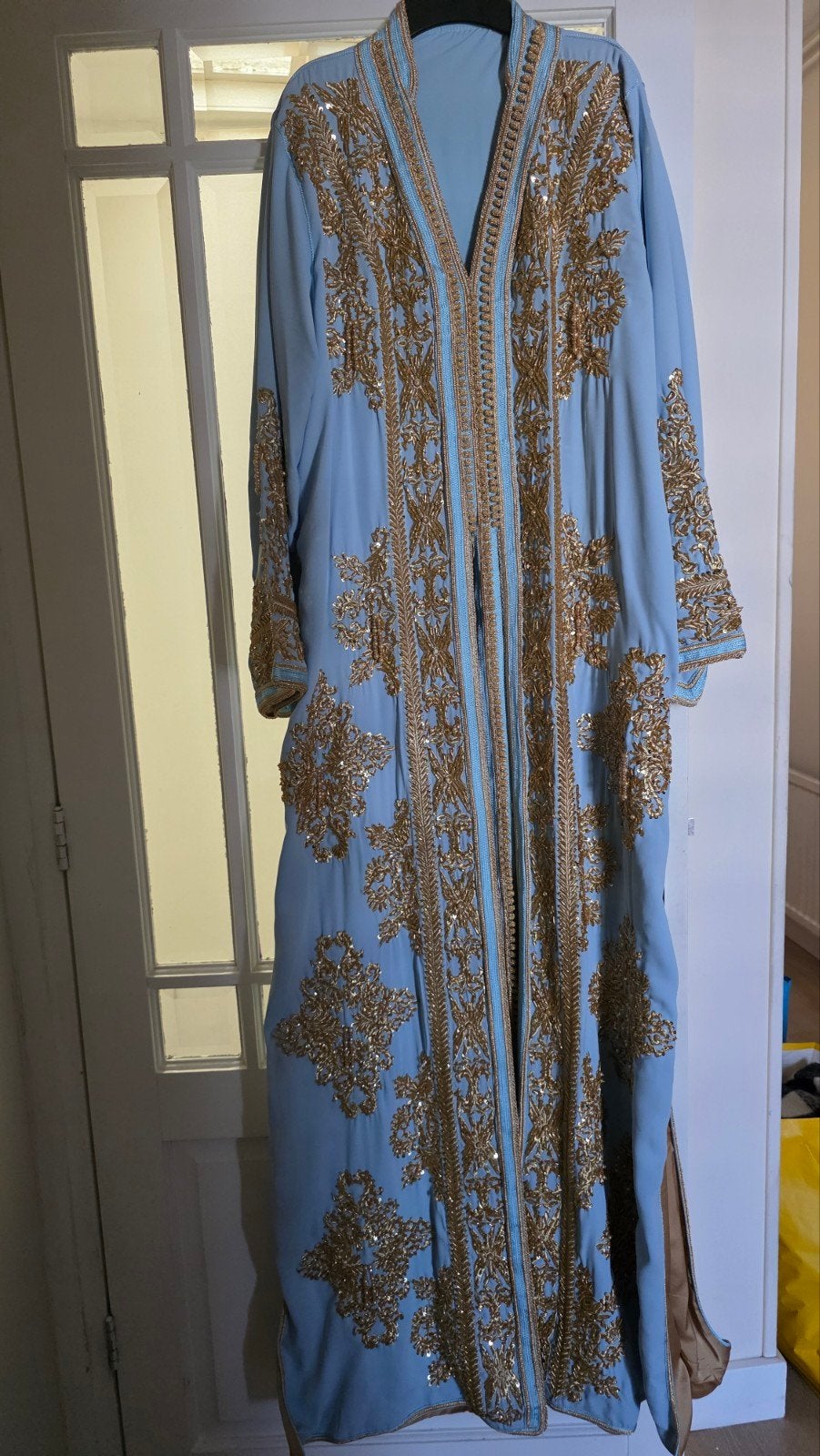 Nieuwe Marokkaanse Takshita - Lichtblauw met Goud Borduurw, Maat 38/40 (M), Overige typen, Blauw, Nieuw