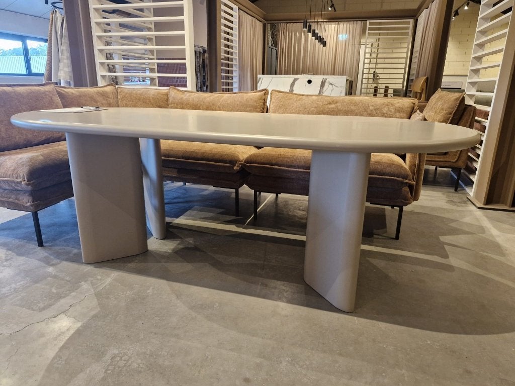 Eettafel - zandkleurig - 220 x 100 cm, Huis en Inrichting, Ophalen, 100 tot 150 cm, ., Overige houtsoorten