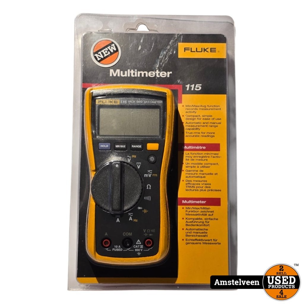 Fluke 115 EUR True-RMS Multimeter - AC/DC 600V | Nieuw, Fluke, Gebruikt, https://www.fluke.com/nl-nl/ondersteuning/contact, 6920 Seaway Blvd, Everett, WA 98203, Verenigde Staten
