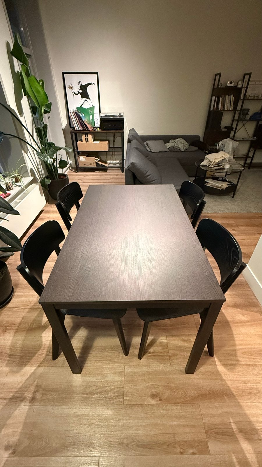IKEA VANGSTA eettafel uitschuifbaar + 5 LISABO stoelen, Ophalen, 100 tot 150 cm, 50 tot 100 cm, Zo goed als nieuw