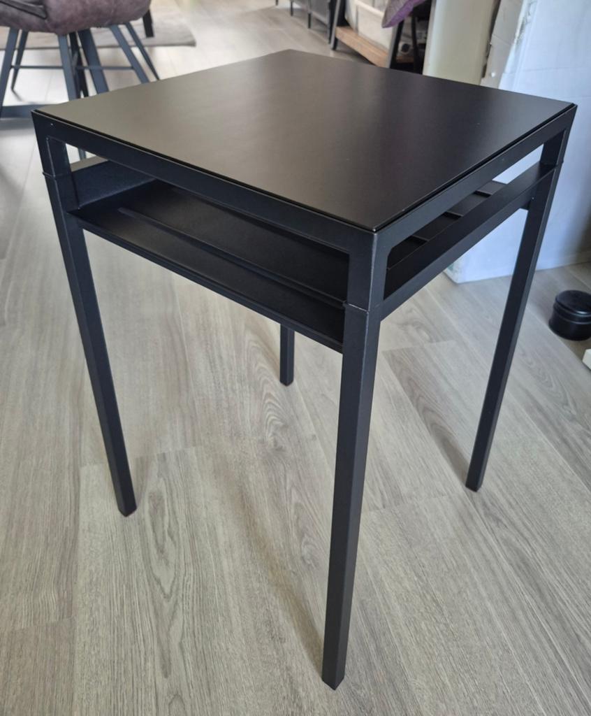 Vierkant bijzettafeltje, kleur zwart (blad kan ook wit), Ophalen, Minder dan 55 cm, Vierkant, Zo goed als nieuw