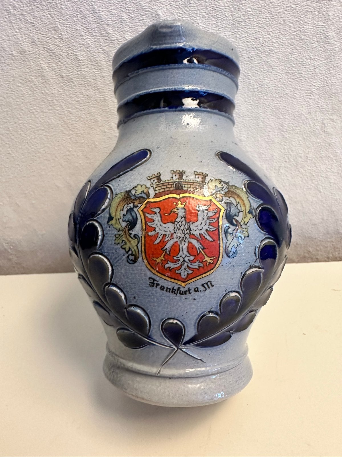 Vintage Westerwald kruik met wapen van Frankfurt a.M., Antiek en Kunst, Ophalen of Verzenden