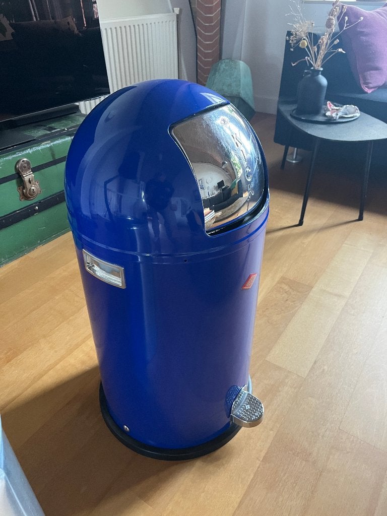 WESCO Pushboy prullenbak vuilnisbak blauw, Huis en Inrichting, Woonaccessoires | Prullenbakken, Ophalen, Met pedaal, 40 liter of meer