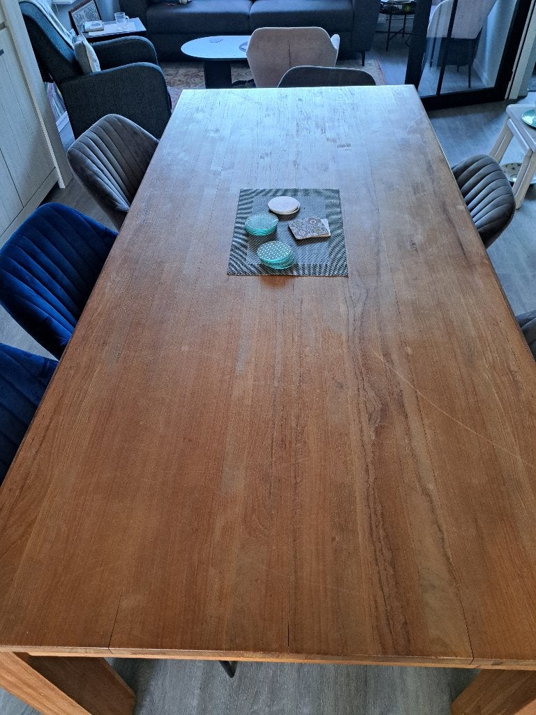 Eettafel, Ophalen, Gebruikt, Teakhout, 200 cm of meer
