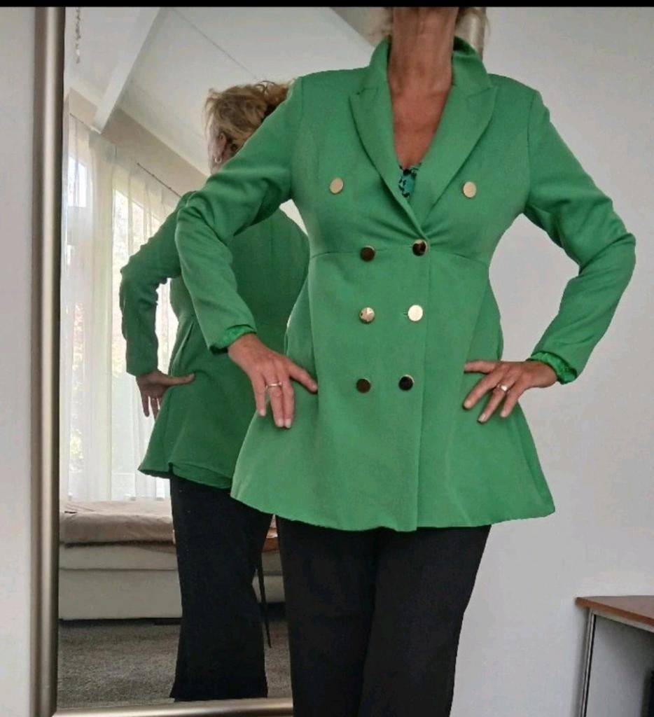 Nieuw!!Groen Jasje blazer colbertje maat 40_42 Gouden Knopen, Kleding | Dames, Maat 42/44 (L), Ophalen of Verzenden, Jasje, Groen