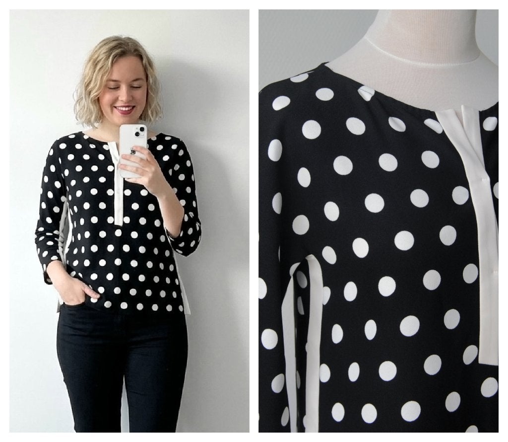 Vanilia - mooie top met stippen zwart wit - maat 34, Kleding | Dames, Verzenden, Vanilia, Zwart, Zo goed als nieuw