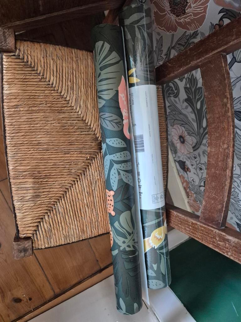 Behangrol met jungleprint en luipaard -1 nieuw. rest kwantum, Huis en Inrichting, Stoffering | Behang, Groen, Oranje, minder dan 10 m²