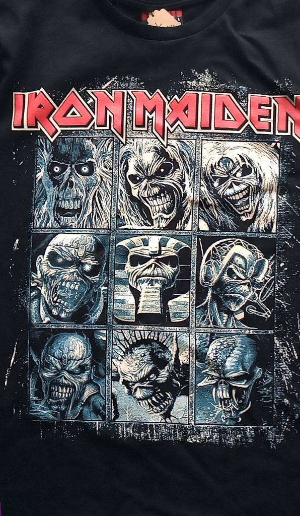 Iron Maiden leuke Eddie faces t shirt backprint maat S & L, Verzenden, Nieuw, Kleding