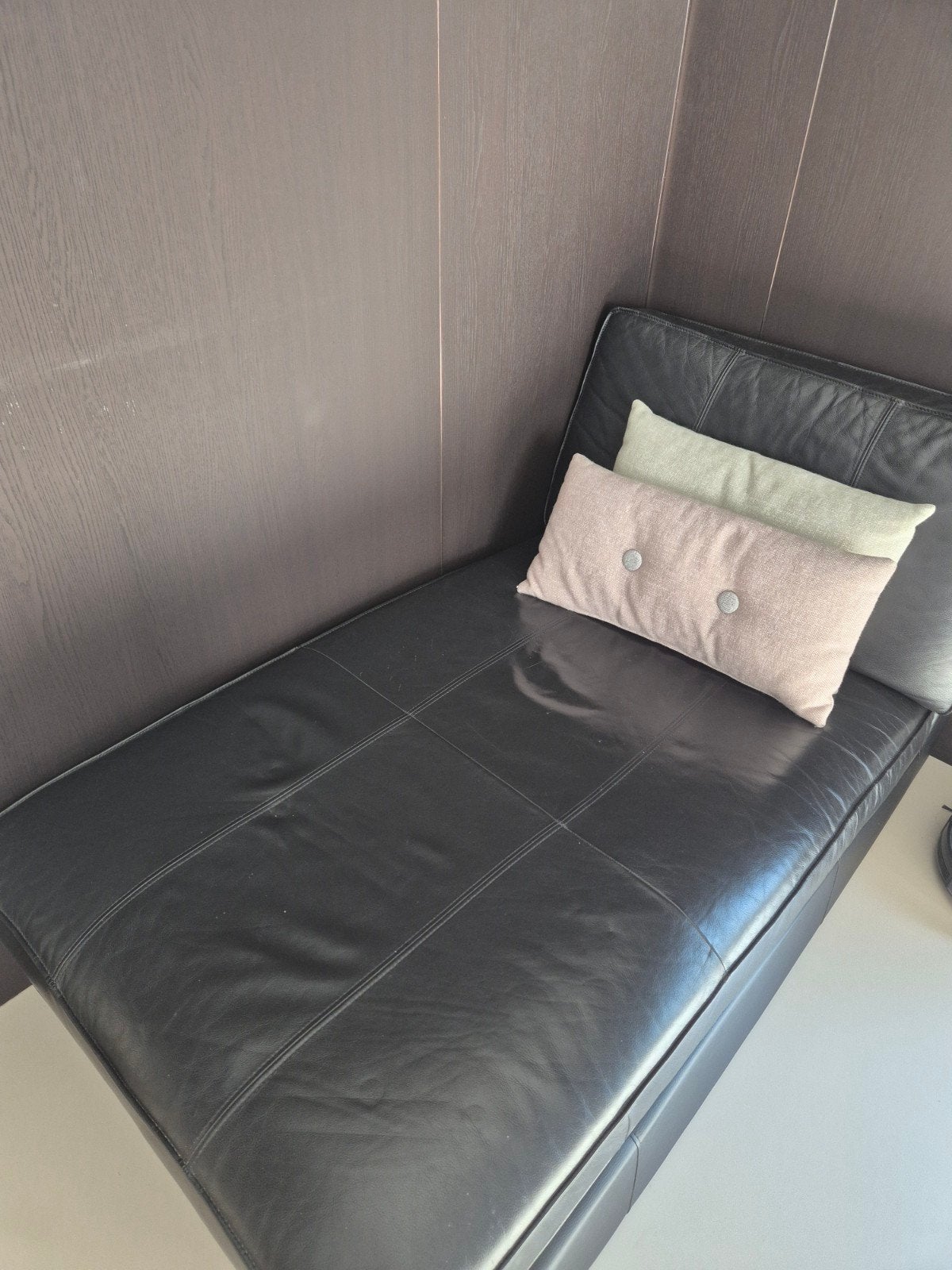 Zwarte Leren Chaise Lounge - Tijdloos Design. Mag WEG!!, Ophalen, Gebruikt, Eenpersoons, Leer