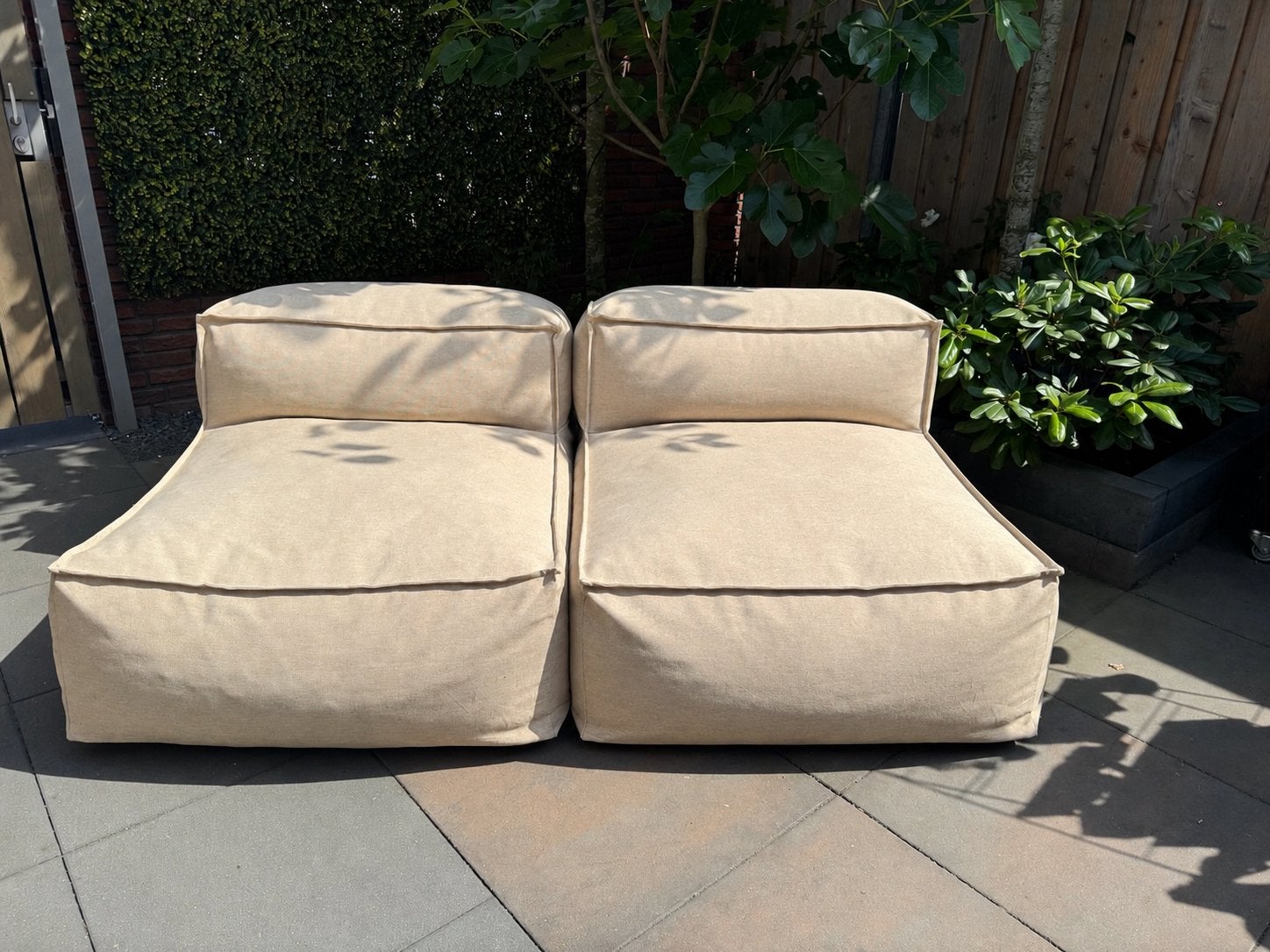 Sweeek lounge tuinset / zitzakken - Zo goed als nieuw, Ophalen of Verzenden, Zo goed als nieuw, Beige, Zitzak
