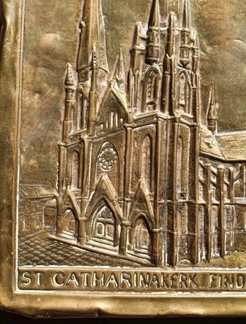 koperen plaat Latoen Eindhoven st Catharinakerk, Antiek en Kunst, Ophalen, Koper