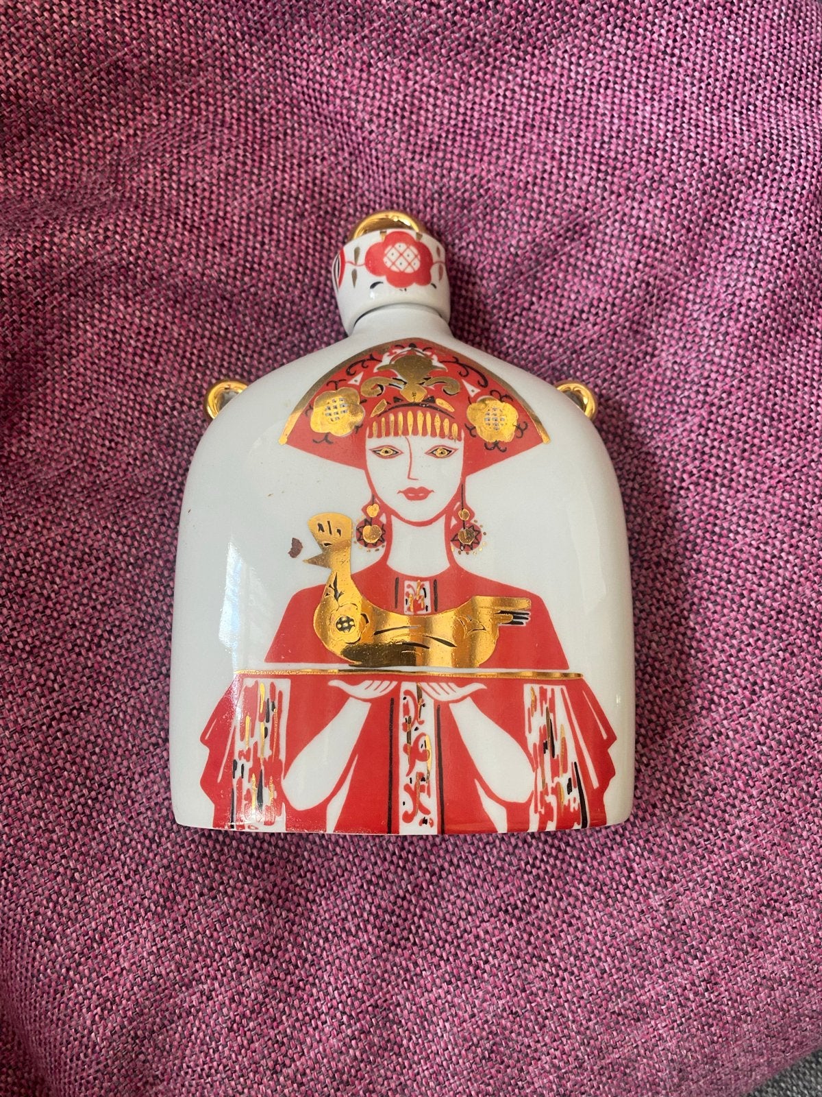 Vintage Made in USSR porseleinen flesje met decor, Ophalen