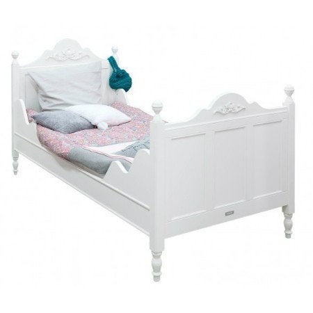Bopita Romantic Tesss Kinderbed  90x200- Wit, Ophalen, 85 tot 100 cm, Zo goed als nieuw, Lattenbodem