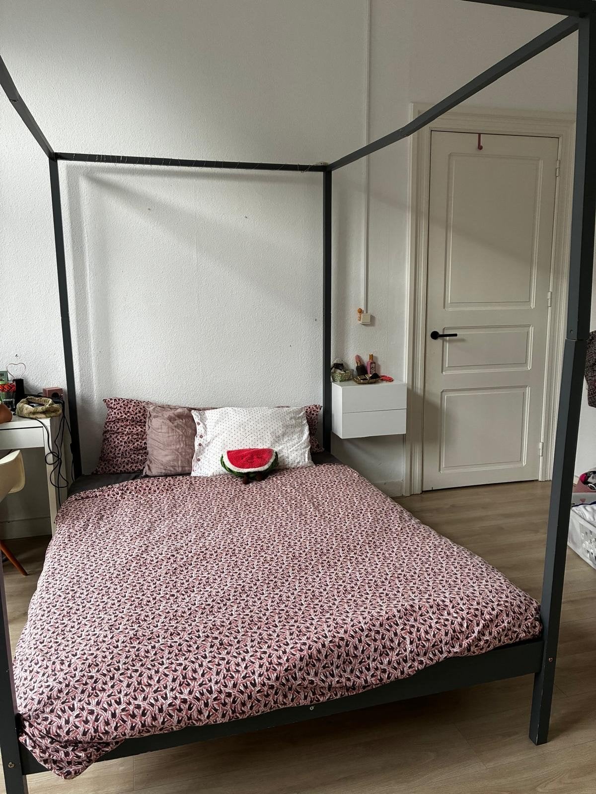Hemelbed - Donkergrijs - 120x200 cm, Ophalen, Gebruikt, Tweepersoons, 120 cm