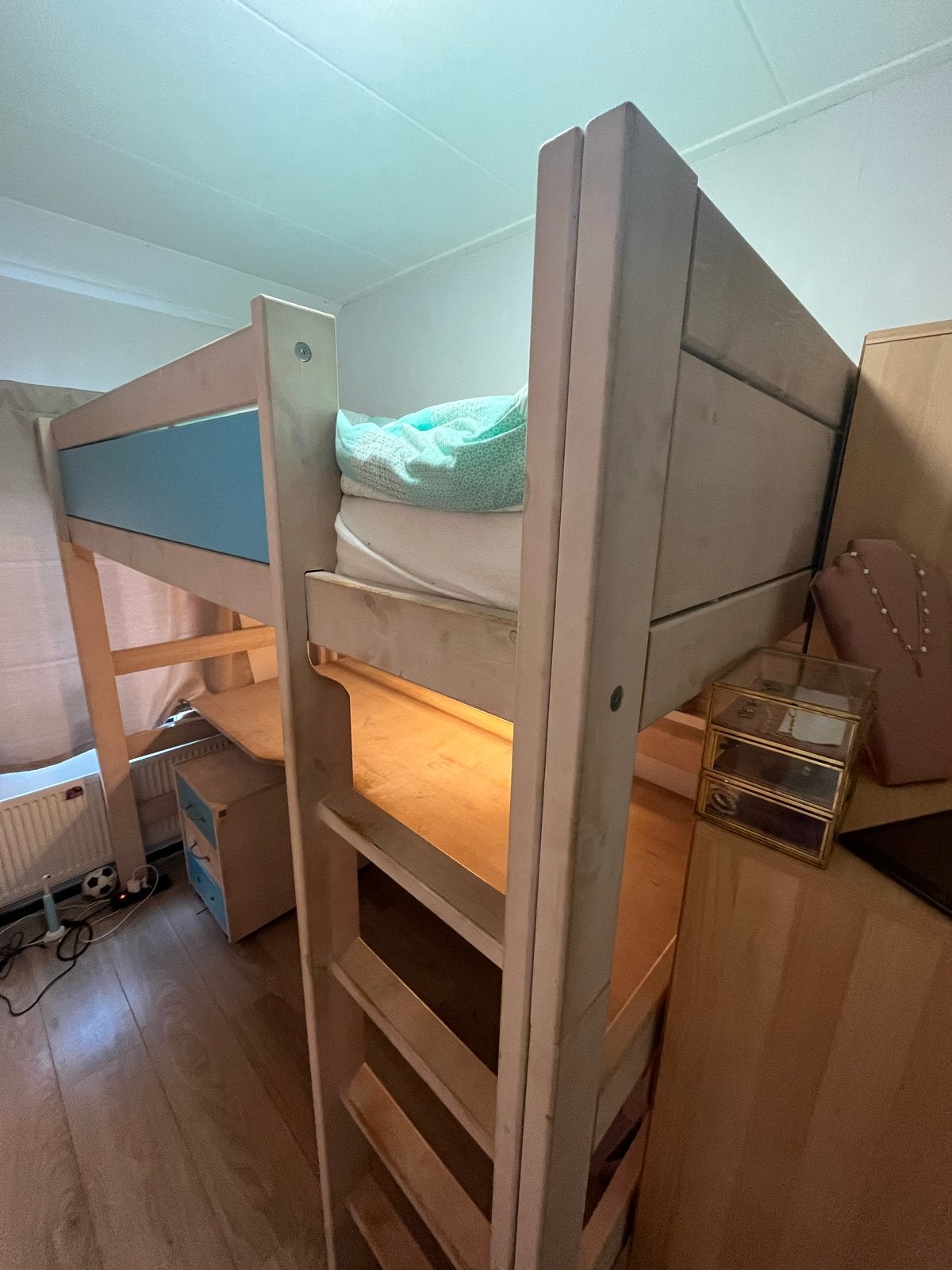 Lifetime hoogslaper met bureau en ladekast, Ophalen, Gebruikt, Eenpersoons, 160 tot 180 cm
