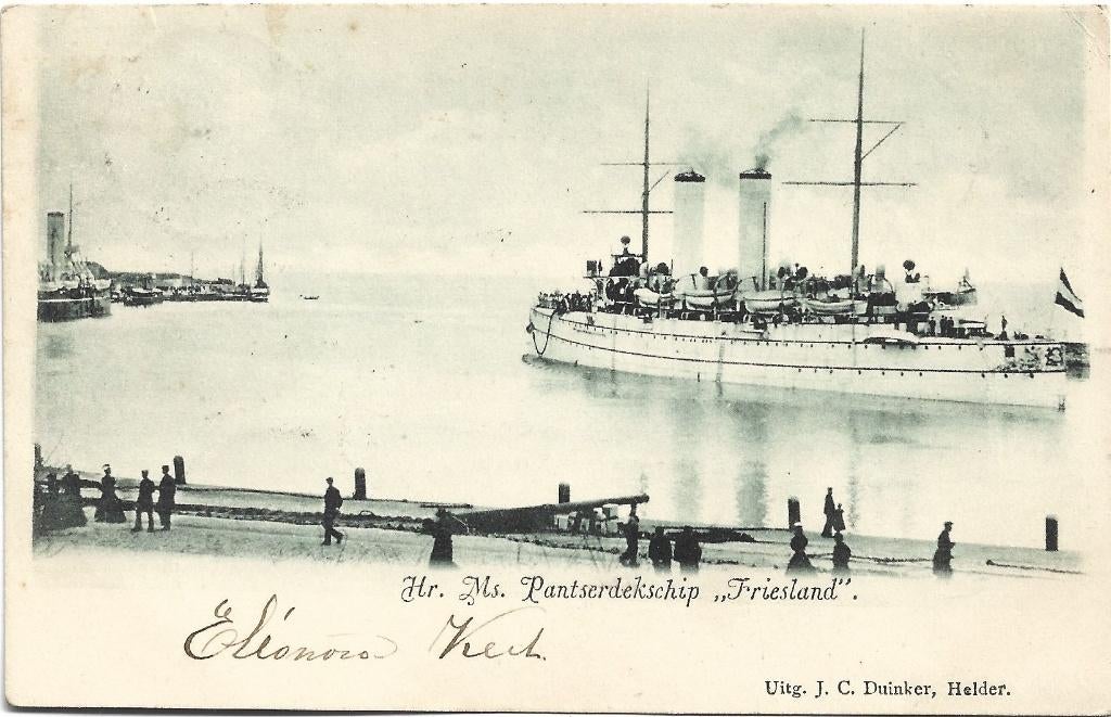 Scheepvaart;  Marine Hr. Ms. Pantserdekschip Friesland, Verzamelen, Verzenden, Voor 1920, Gelopen, Overige thema's