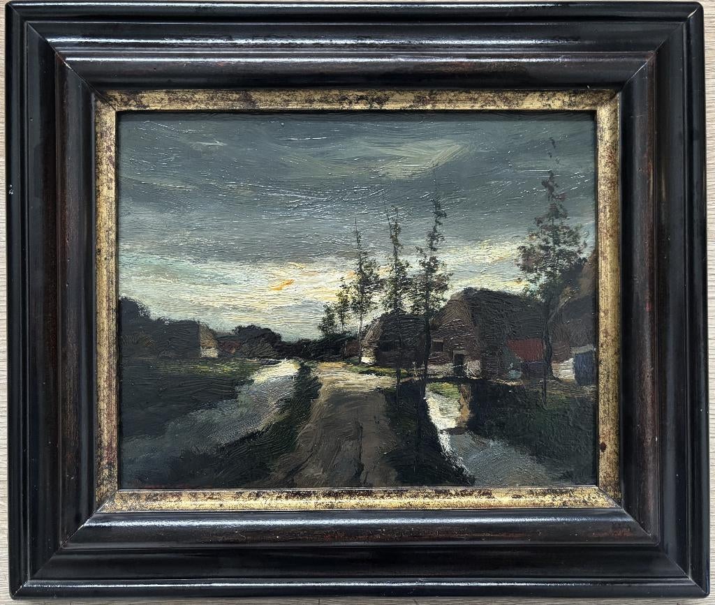 Toon Koster (1913-1990) - Landweg tussen sloten, Antiek en Kunst, Kunst | Schilderijen | Klassiek, Ophalen of Verzenden