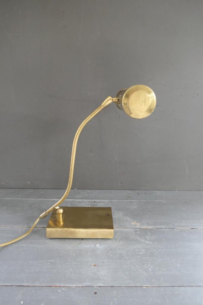 Vintage Anvia Almelo messing pianolamp tafellamp, Verzenden, Gebruikt, Metaal, Minder dan 50 cm