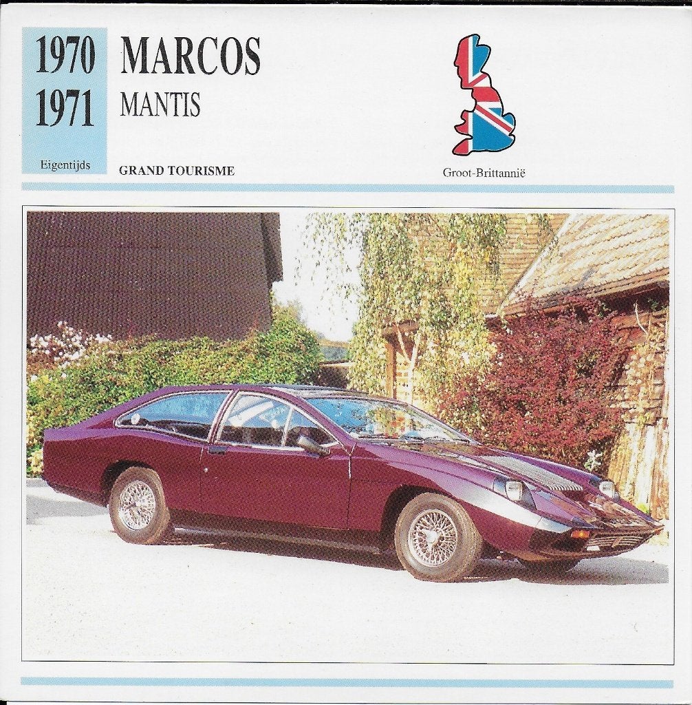 Ma645 autokaart marcos mantis (1970 - 1971 ), Ophalen of Verzenden, Zo goed als nieuw, Auto's