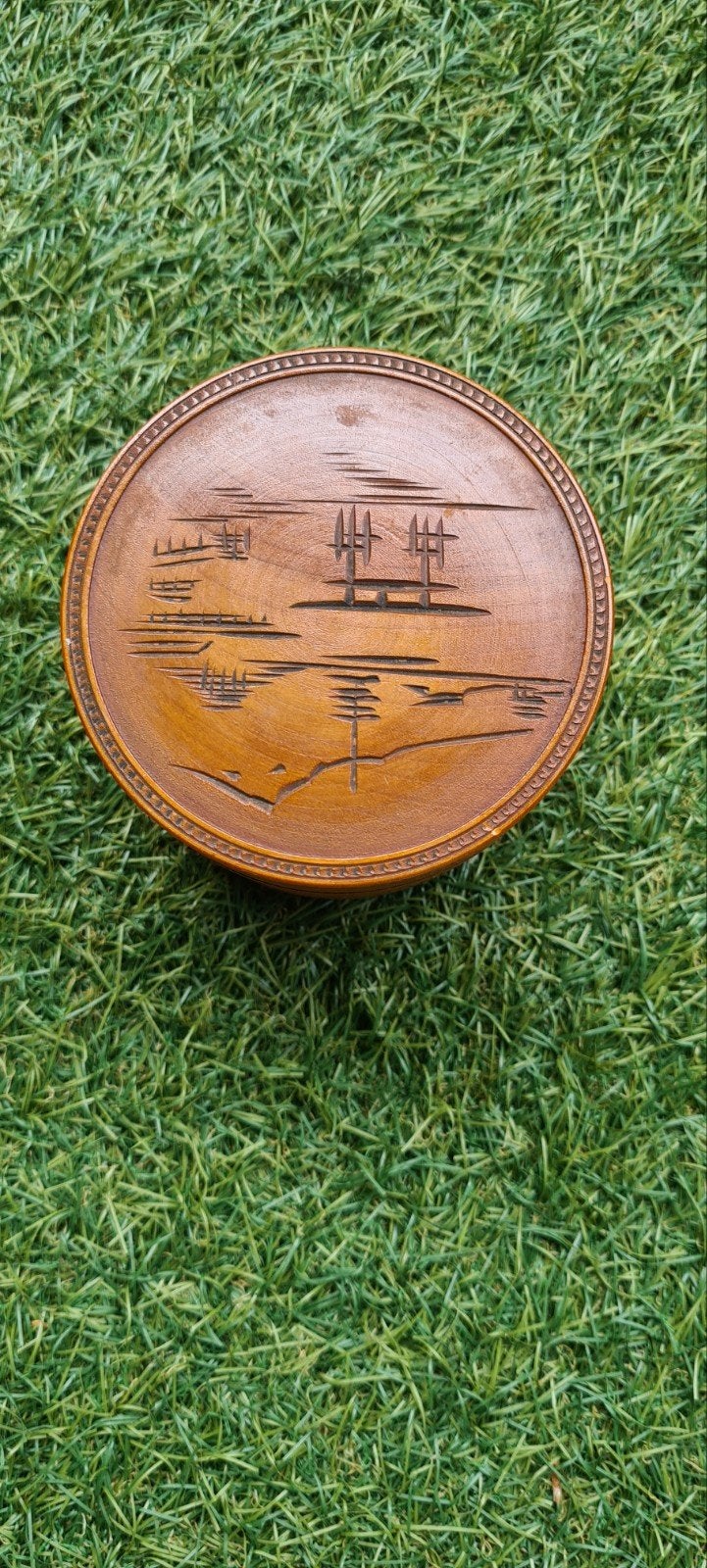 Zeldzame vintage Japan Miyajima Satsuma geëtste houten kist, Antiek en Kunst, Ophalen of Verzenden