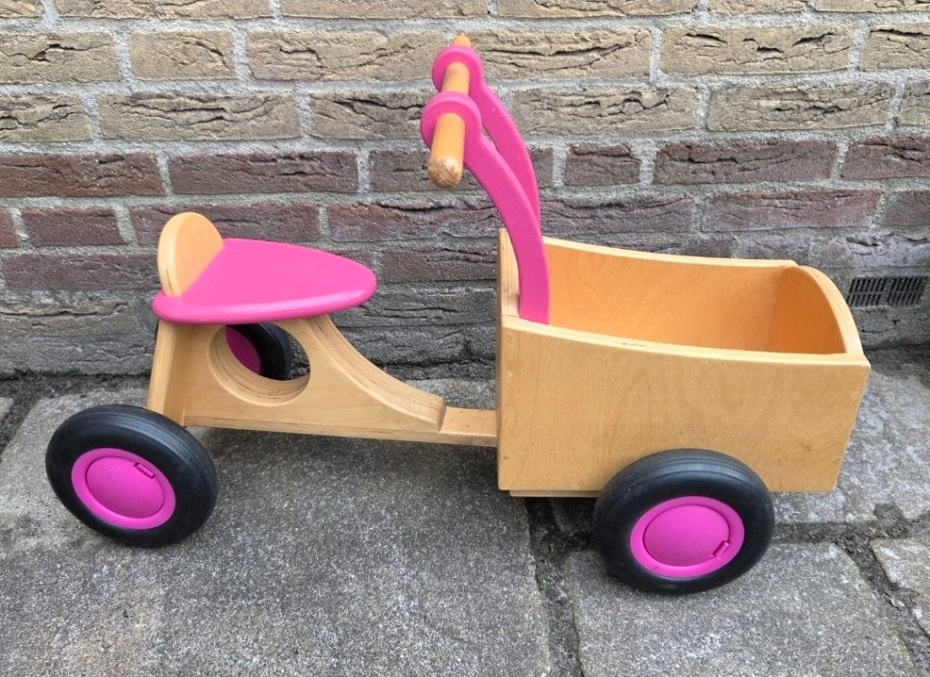 Houten roze loopfiets / bakfiets, Ophalen, Gebruikt, Loopfiets