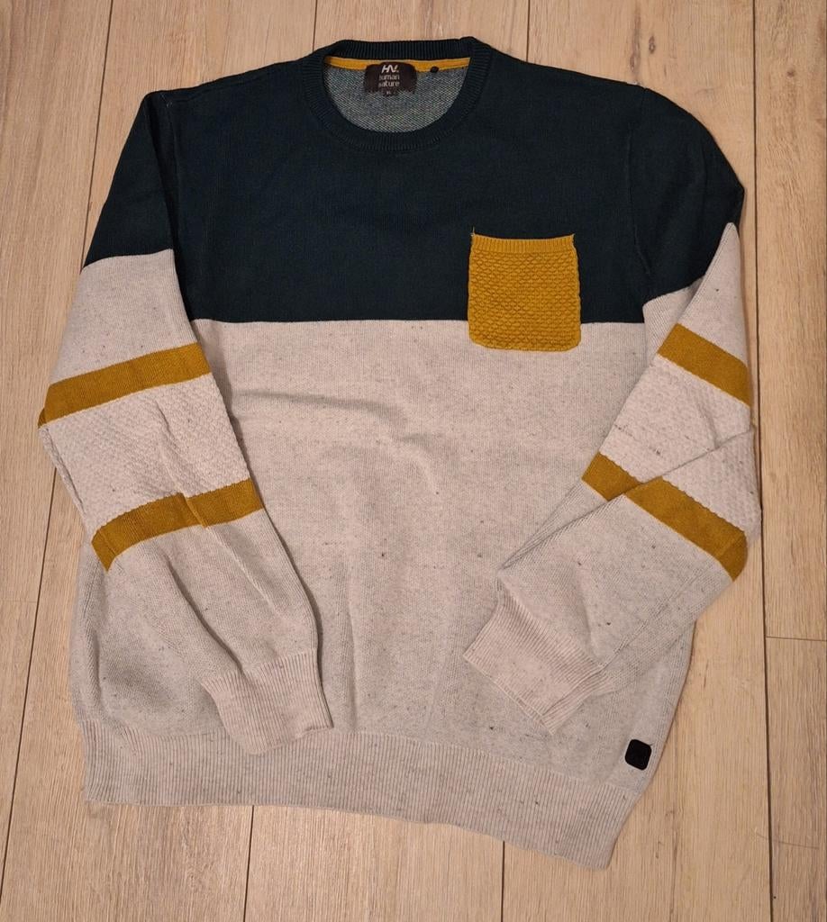 Human Nature trui XL (ANWB) met borstzakje en strepen, Maat 56/58 (XL), Ophalen of Verzenden, Groen, Gedragen