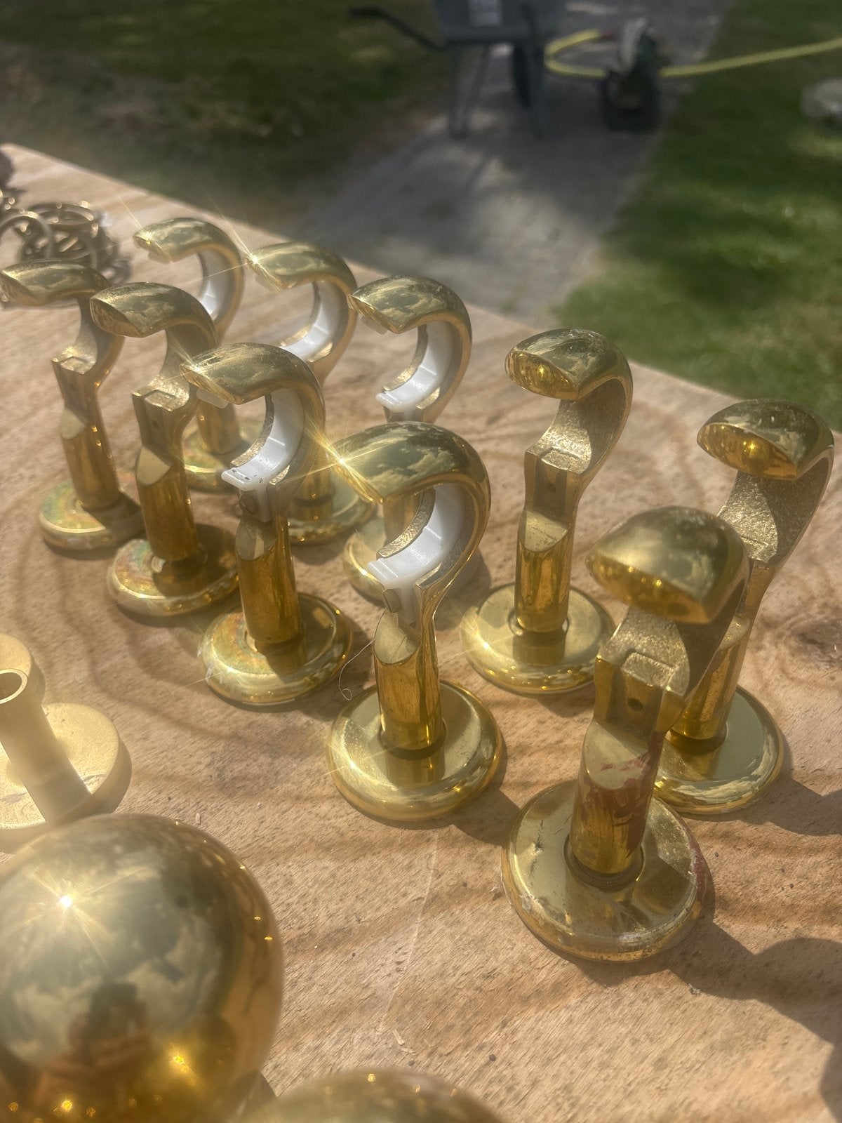 Gouden gordijnroede accessoires - haken, ringen, bollen, Ophalen, Gebruikt, Klassiek, Goud