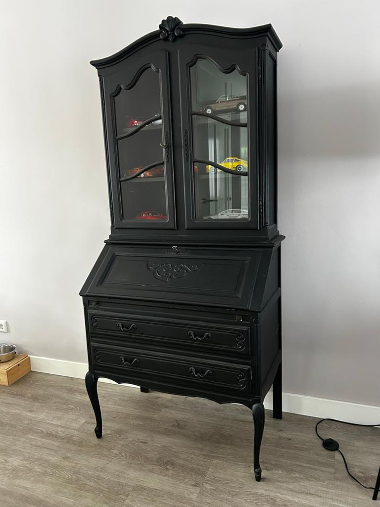 Zwart secretaire met vitrinekast - Klassiek design, Ophalen