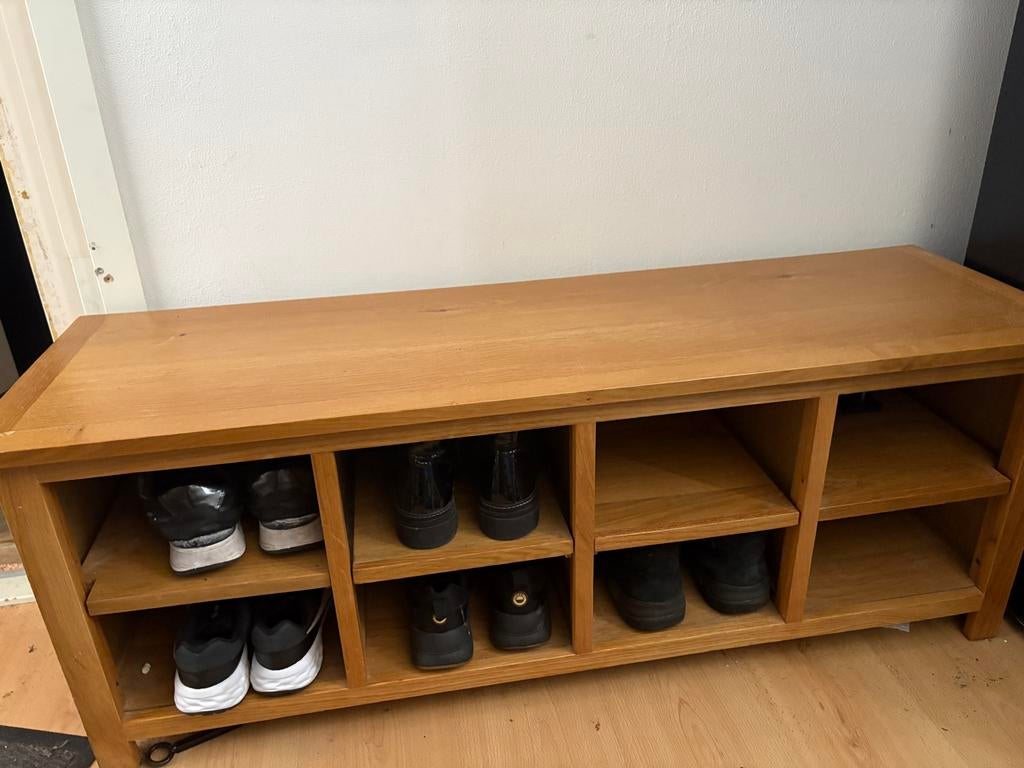 Massief eiken schoenenkast met kapstok van VidaXL, Huis en Inrichting, Ophalen of Verzenden, Zo goed als nieuw
