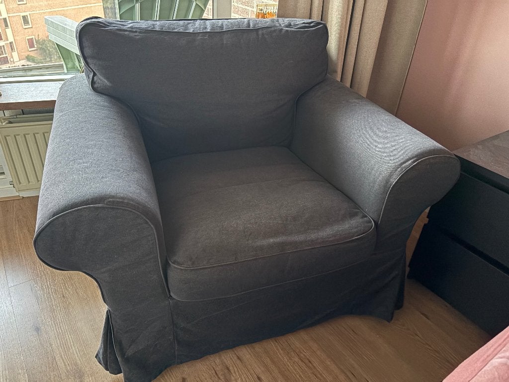 IKEA Ektorp fauteuil zwart, Ophalen, Gebruikt, 75 tot 100 cm, 100 tot 125 cm