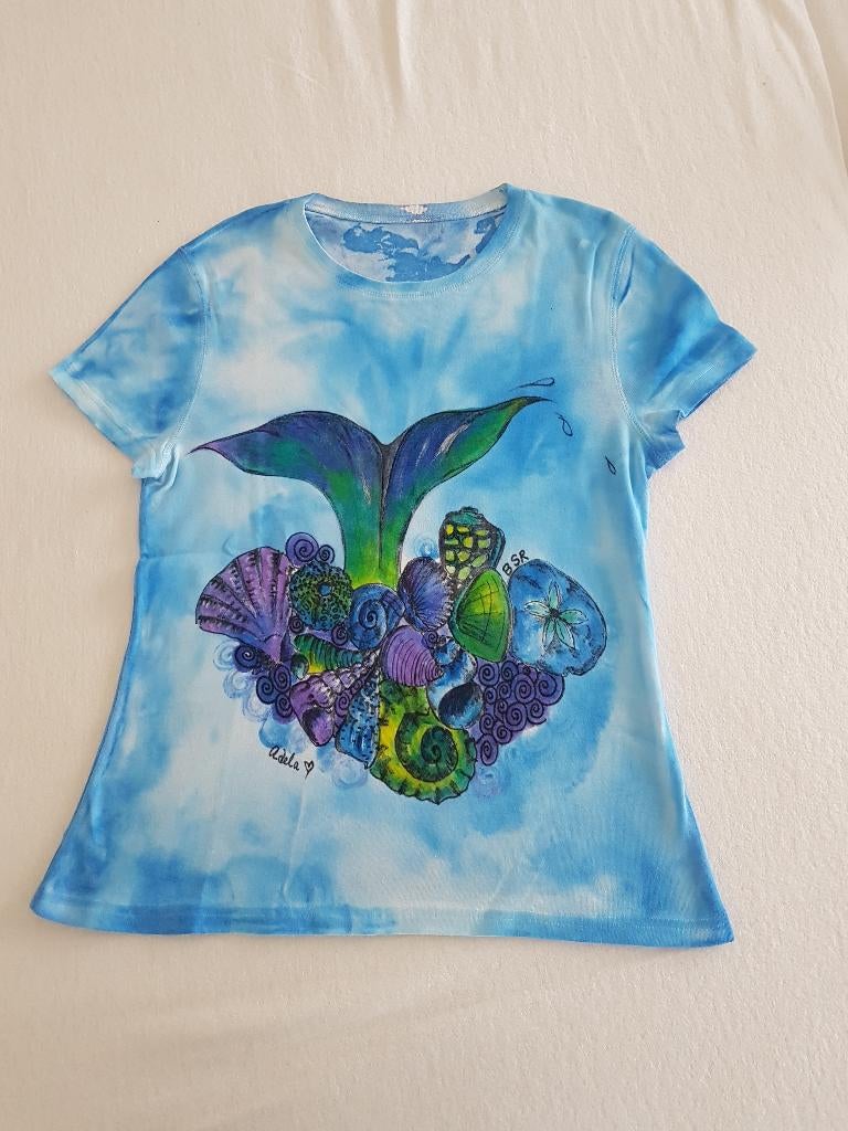 T-shirt walvis. Handbeschilderd in Zuid Afrika maat L, Ophalen of Verzenden, Zo goed als nieuw