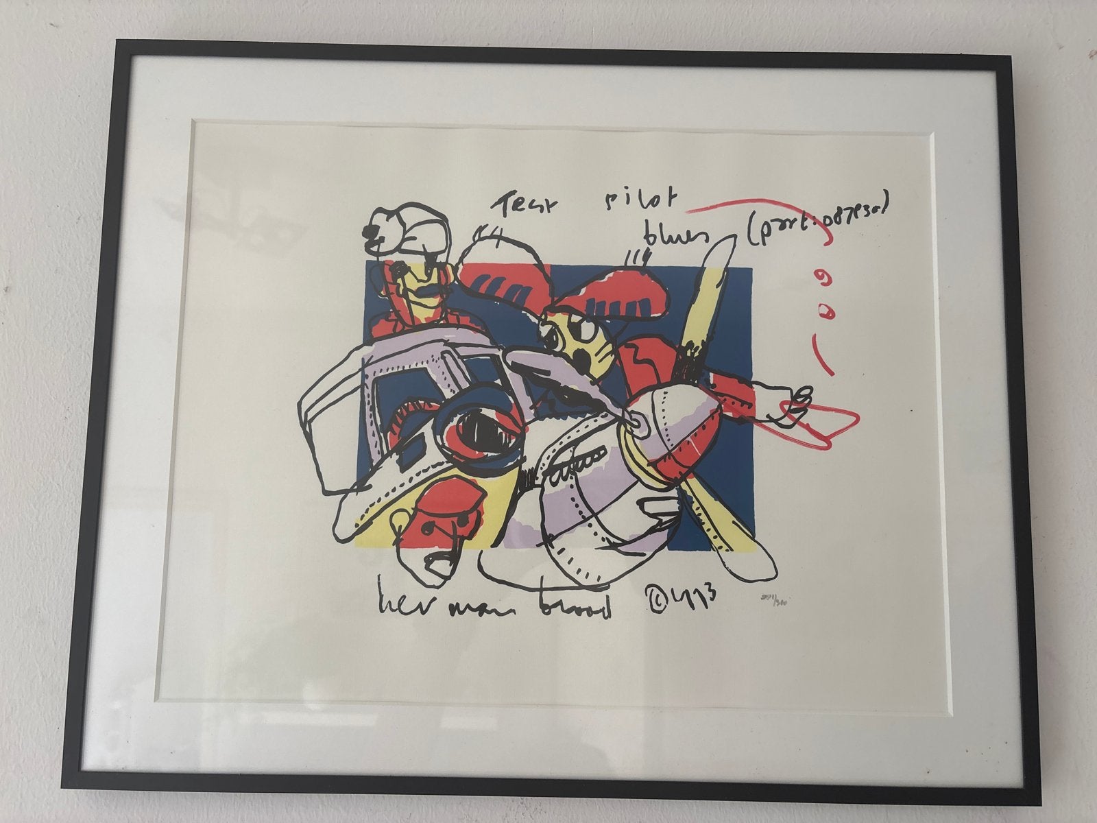 Herman Brood - Test Pilot Blues (gesigneerd), Ophalen, Gedateerd, Expressionistisch, Print