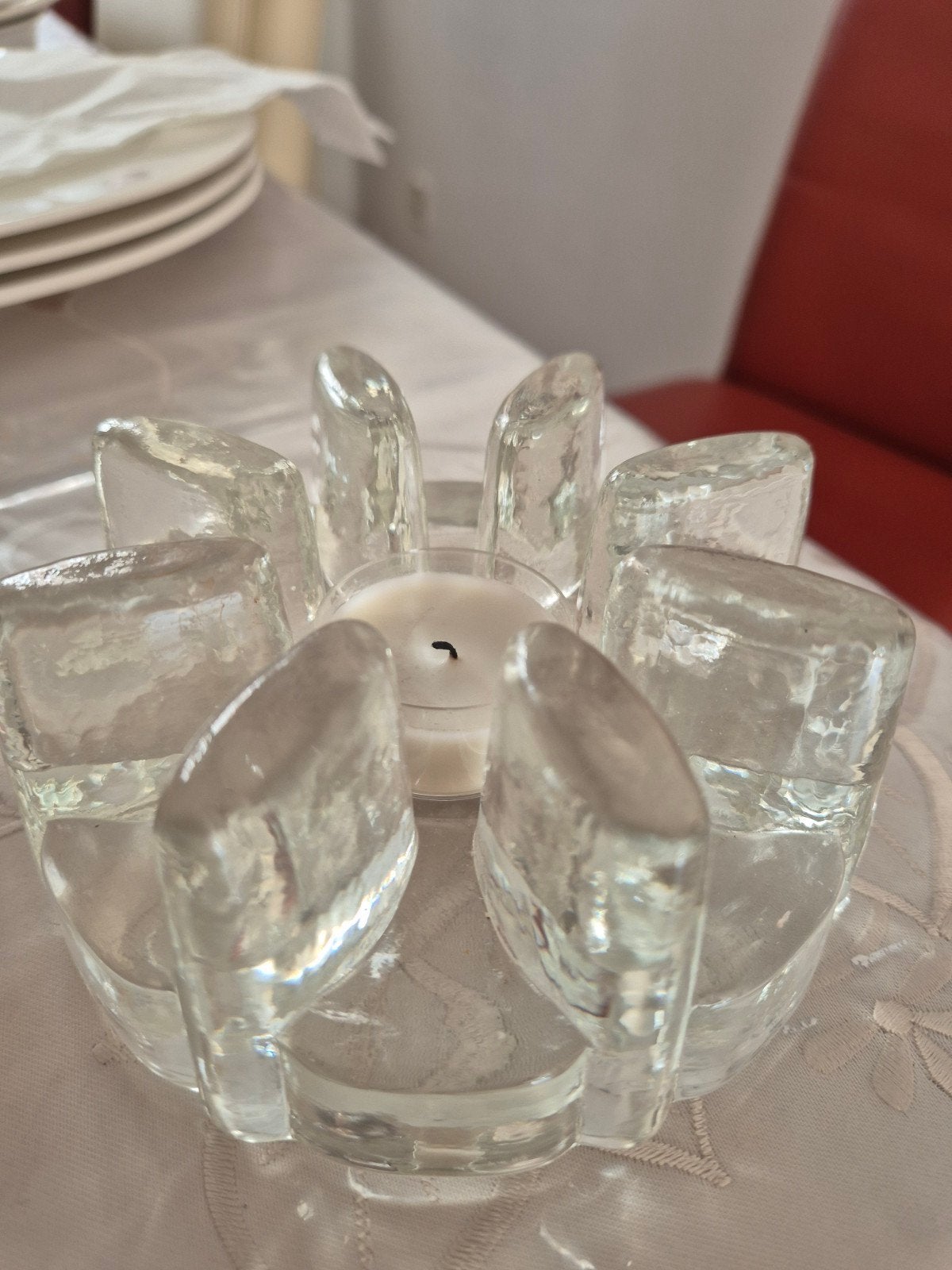 Glazen theelichthouder in bloemvorm, Ophalen of Verzenden, Glas