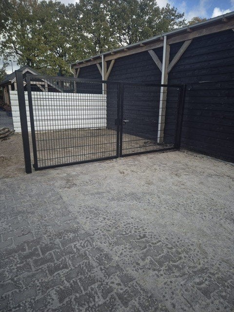 Dubbele Poort (dubbelstaafmat vulling) 4 x 1.8 meter Zwart!, Ophalen, S, Nieuw, S