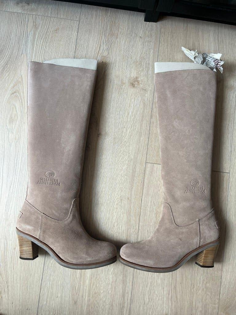 Shabbies Amsterdam hoge laarzen - Zo goed als nieuw mt 42, Ophalen, Hoge laarzen, Shabbies Amsterdam, Beige