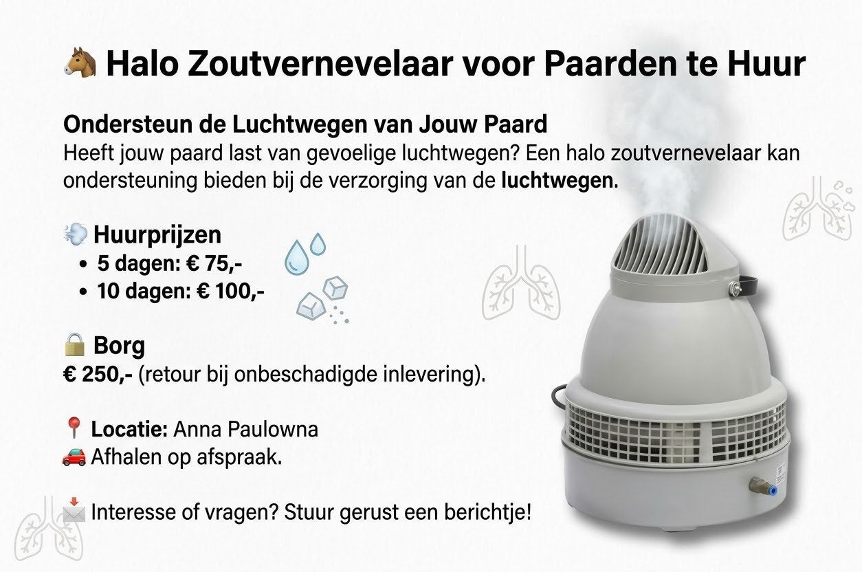 Halo zoutvernevelaar te huur, Ophalen
